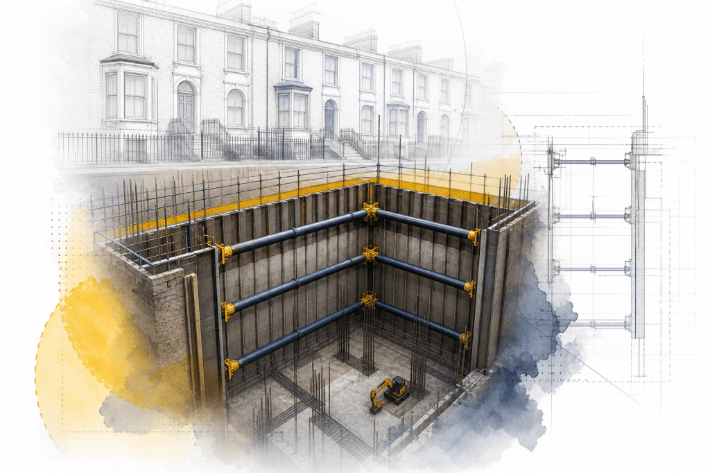 Excavation Support and Propping Design: A Worked Case Study of a UK Basement&nbsp;Project